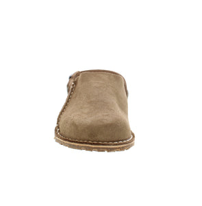 The Birkenstock Lutry is a versatile slipper, allowing you to wear it both as a backstrap style and an open clog. The removable footbed offers customizable support, while the soft suede upper provides a comfortable, natural fit. Perfect for all-day wear.