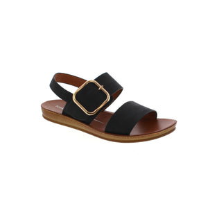 Feast your eyes on the sleek, finished finesse of the Doto flat sling back! This double strap design provides a comfortable fit for all your summer activities, with an elasticized insert that makes slipping the shoes off a breeze. Cap it off with a chic statement buckle so you can enjoy long nights out in style.