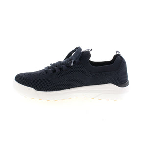 Ladies light weight sneaker with mesh upper and removable insole, and white sole
