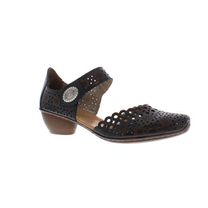 This elegant heel from Rieker shines with its intricate, perforated detailing. Its delicate, floral pattern delivers class and style without sacrificing comfort or support!