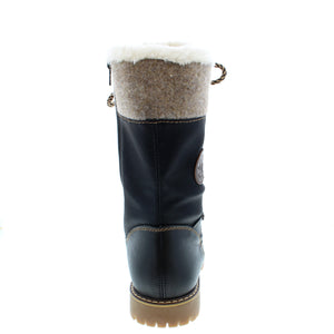 The RemonteD9379-01 mid-calf boot is designed with warm lambswool, Remonte Tex to keep your feet dry, a lace-up front for a customized fit, and a flip grip for extra traction on ice and snow.