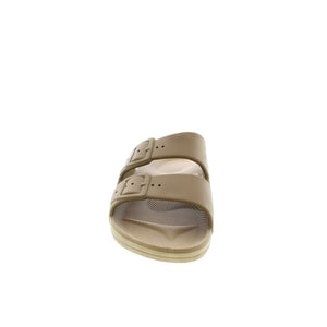 Freedom Moses Khaki vegan slides are injected with air, so you feel like you're walking on a cloud. No matter where you're headed, these slides are comfortable, waterproof and feature adjustable buckles for a secure fit. 