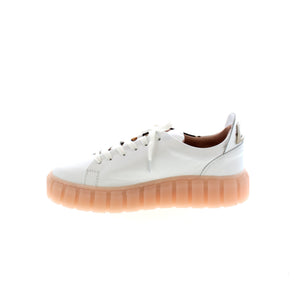 La Pinta P2-5018D white leather sneaker features a fashionista graphic image, lace-up front, cushioned footbed and a platform outsole to keep you ahead of the trend with these unique sneakers! 