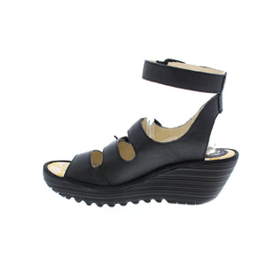 Fly London YORN338FLY gladiator wedge sandal features buckles galore! This sandal is the perfect blend of edgy, comfort and cool with a customized fit. 