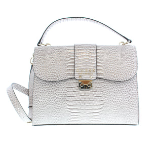CLEO TOP HANDLE FLAP TEXTURED (WHITE) SHELL - -