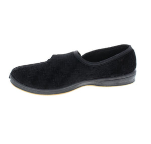 This Classic Velcro-adjust slipper is perfect for lounging around the house! Featuring a velour upper and nylex lining and midsole, you will certainly enjoy comfort! 