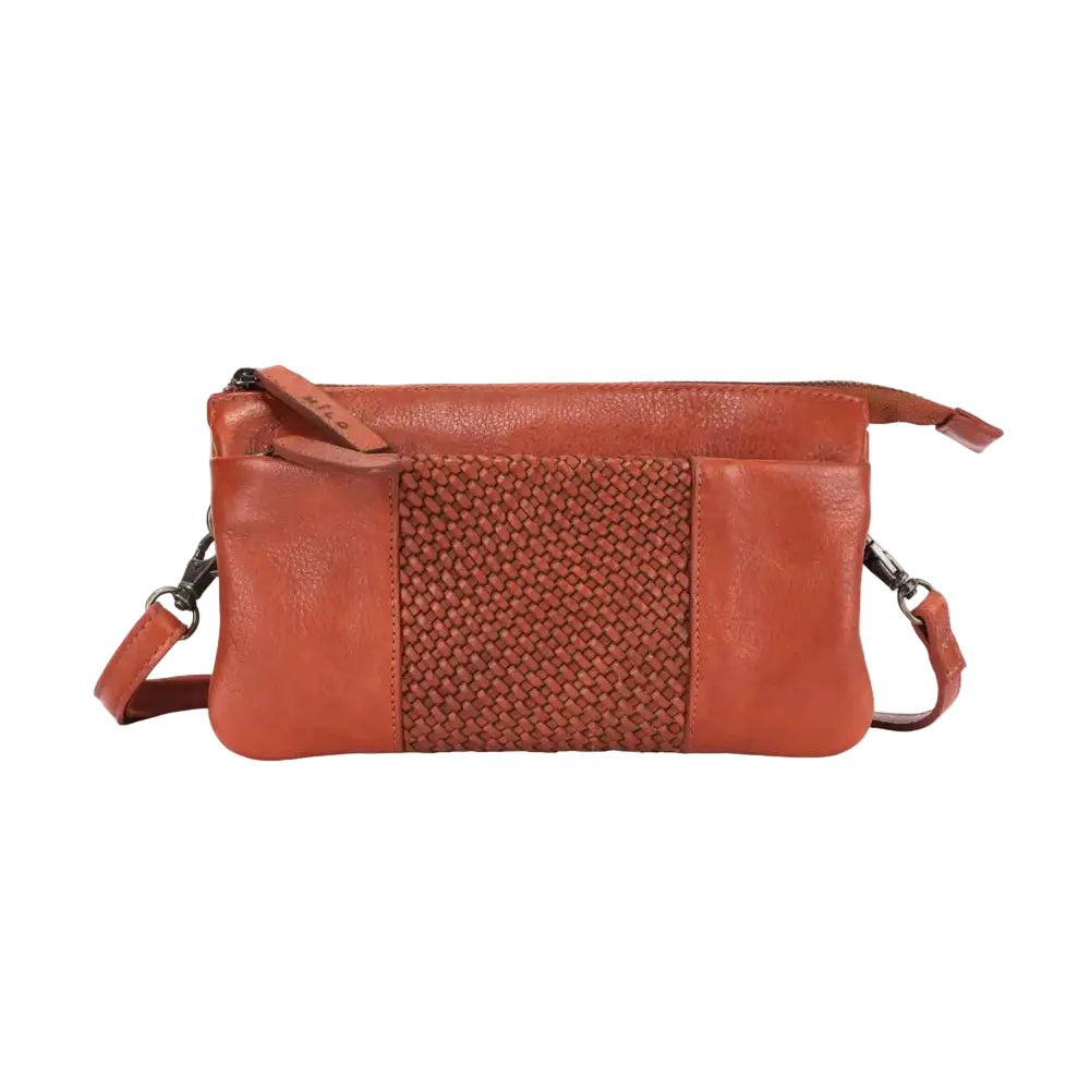 The Milo Brisa combines premium full-grain cowhide leather with refined woven detailing in a compact silhouette. Three zip compartments keep your essentials organized and secure in a sleek, portable design.