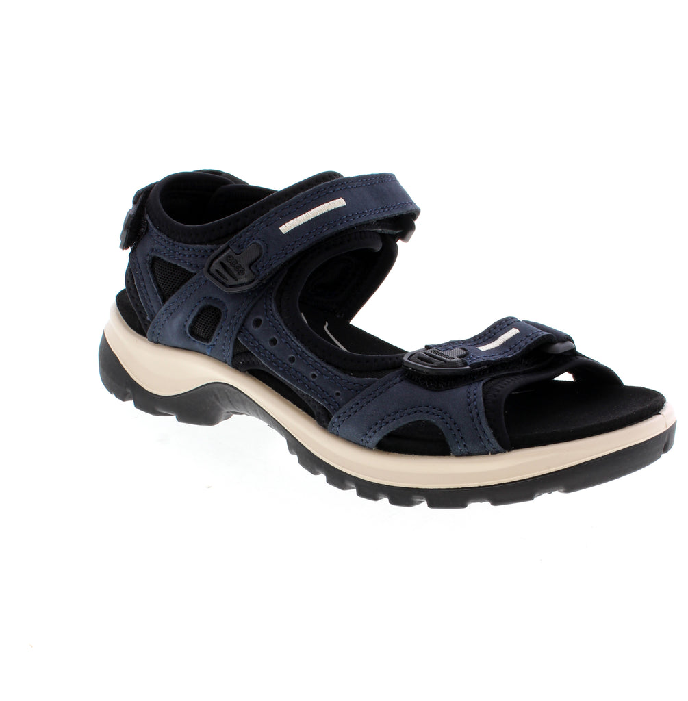 Simplify your summer footwear with Ecco's versatile Offroad 069563 sandals. These leather sandals feature round toe style, light arch support, shock absorption, and a secure velcro and back strap closure. Perfect for casual occasions, they also boast a rubber outsole and padded collar for added comfort.