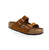 Soft footbed sandal with suede upper, and cork sole for added arch support., double buckle for easy slip on and off.