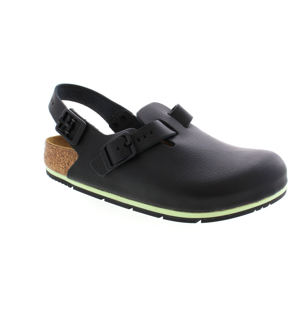 A BIRKENSTOCK® best-seller, completely retooled for professional environments. The Tokio Pro clog features a slip-resistant TPU outsole to help keep you safe on your feet, with an adjustable backstrap for added security. Its fluid-resistant, PU-coated natural leather is durable and easy to clean. The style is grounded in trusted anatomic support—feel the footbed and you'll feel the difference after long hours on your feet.