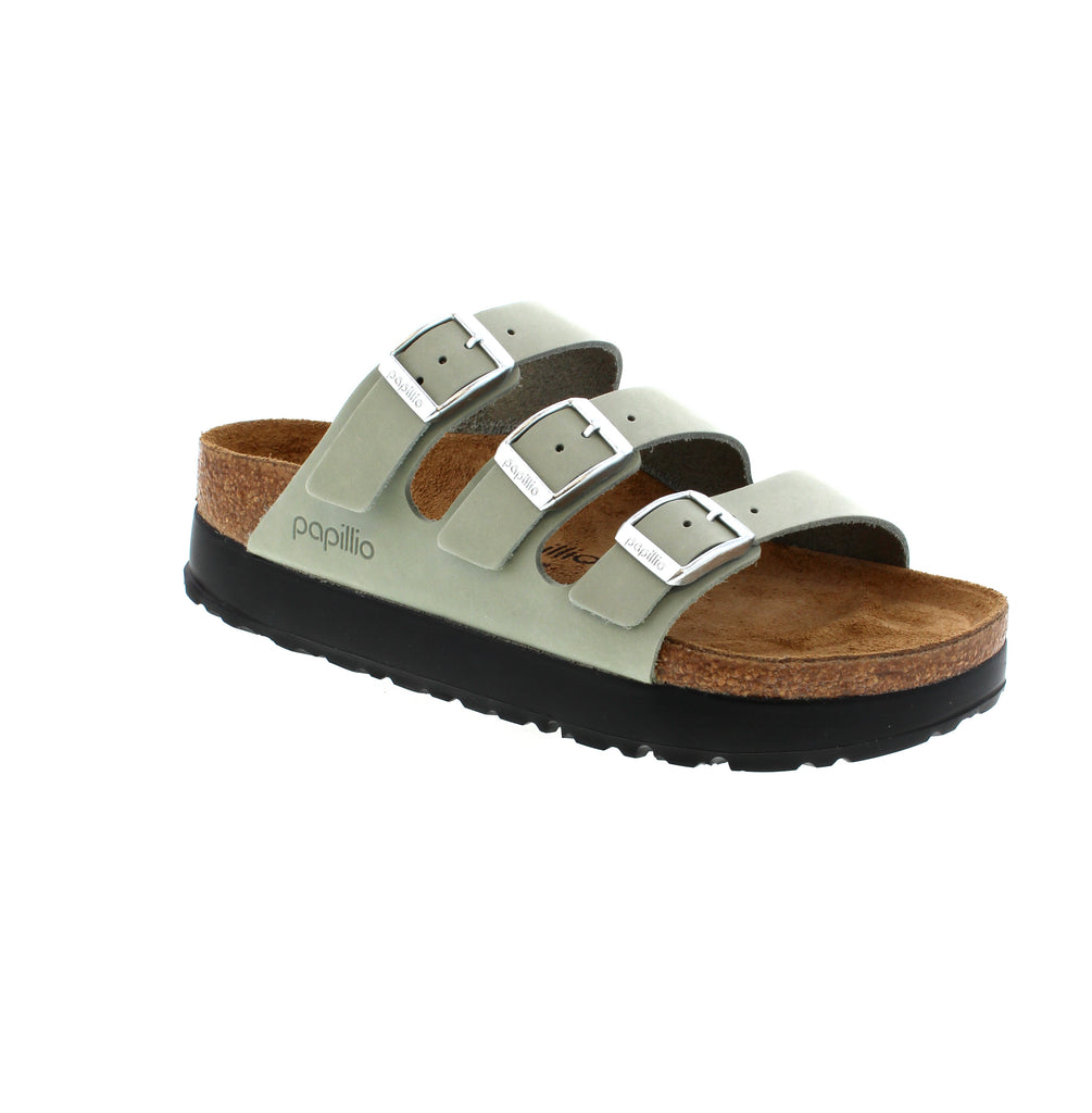 Elevate your style and comfort with the Birkenstock Florida III Platform sandal. Crafted with Birkibuc® material and a flexible platform sole, this sandal offers ultimate support on a contoured footbed. Reach new heights while staying comfortable all day long.