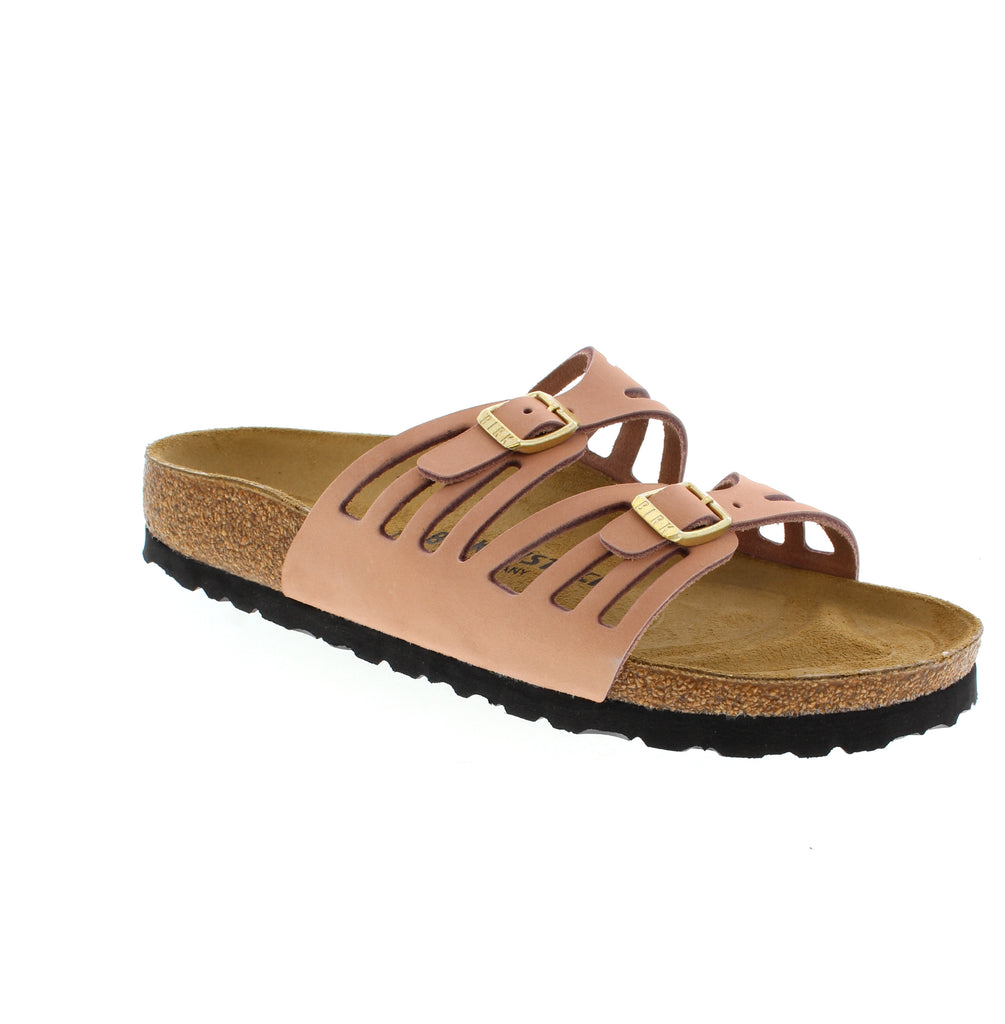 The Birkenstock Granada in Pink delivers exceptional foot support. This strappy sandal features a nubuck upper and adjustable buckles for the perfect fit. A great choice for those prioritizing foot health during summer activities while maintaining everyday practicality and comfort.