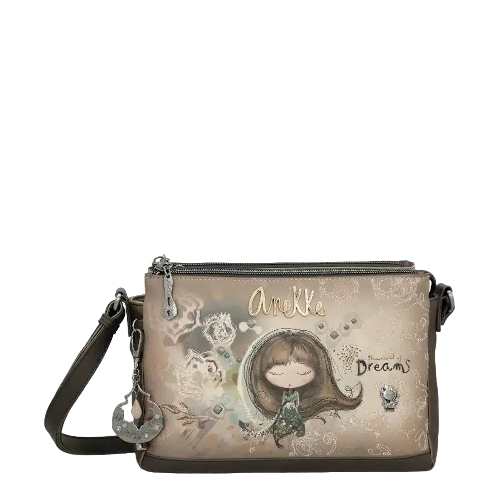 Anekke 41703-184 handbag combines style and practicality for everyday wear. Multiple zipper pockets will keep you organized. Featuring a unique print, this versatile handbag transitions seamlessly from day to evening.