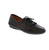 Volks Walkers 1546-BLACK-2 leather lace-up shoe with perforated upper for ventilation. Features an almond toe, subtle wedge heel under 1", and EVA/PU midsole for cushioning. Removable leather insole and rubber outsole. Orthotic-friendly. Versatile for casual wear year-round.
