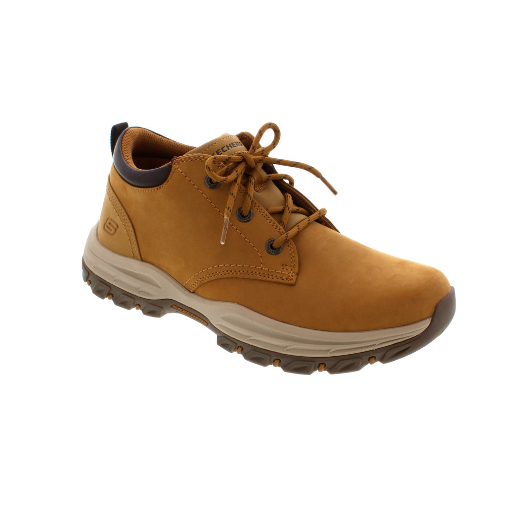 The Skechers Knowlson-Ramhurst is the ideal shoe for everyday comfort. Crafted with a durable leather upper and an odor-neutralizing Air-Cooled Memory Foam® insole, this lace-up also features Goga Mat Arch™ cushioning for extra arch support. Enjoy a relaxed and stylish fit for work, travel, or play.