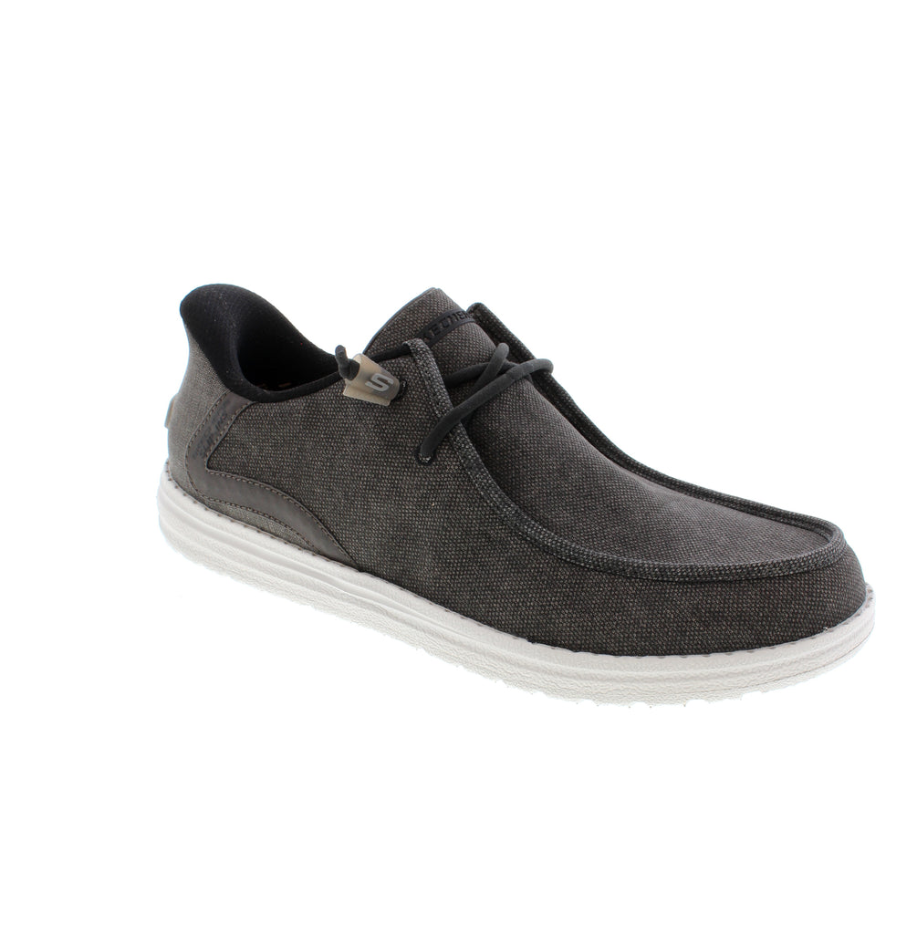 Step effortlessly into comfort with the Skechers Slip Ins: Melson Relaxed Fit. Featuring the innovative Heel Pillow® and a molded heel panel, these slip-ins ensure a secure fit without the hassle. The breathable canvas upper with knotted decor laces adds a casual touch, while the charcoal-infused Air-Cooled Memory Foam® insole keeps your feet fresh and cushioned all day. Perfect for easy, relaxed wear that doesn’t compromise on support or style.