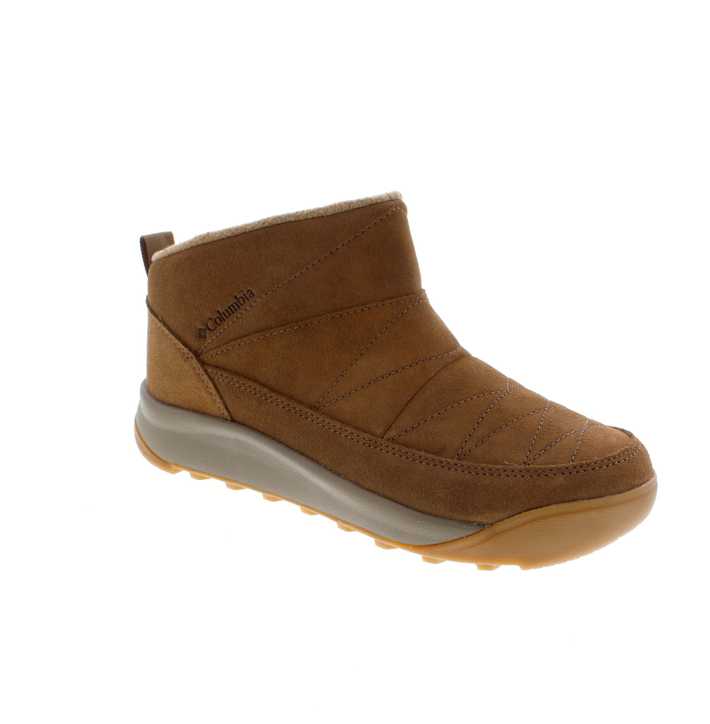 Stay warm and stylish this winter in the Columbia Mink Xtra Shorty. This insulated suede bootie combines comfort with weather protection, featuring a stain and water-resistant upper to keep your feet dry in any condition. Wrapped in soft fleece lining and cushioned with a foam midsole, this ankle boot delivers all-day comfort for casual outdoor adventures. The enhanced traction rubber outsole keeps you steady on slippery surfaces, while the pull-on design makes getting ready effortless.