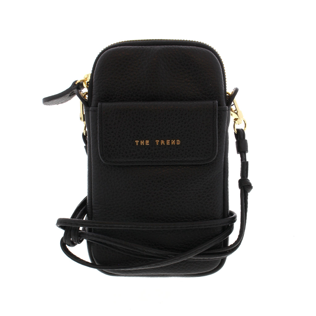 Keep all your on-the-go essentials organized in style with The Trend 2465502 crossbody cellphone bag! This sleek black bag features enough space for your wallet, keys and phone - without the bulk. 'Cause when it comes to packing light - this bag is it!