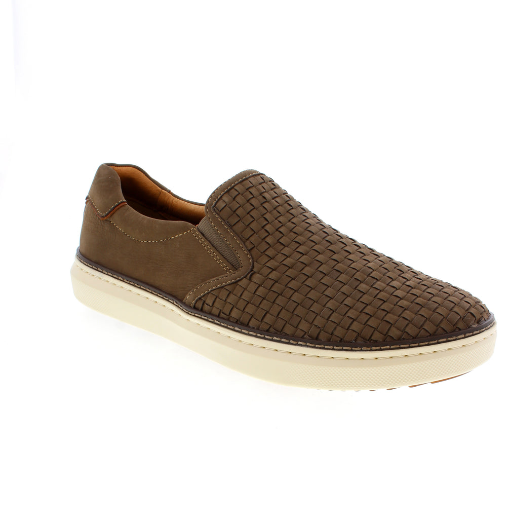 The Johnston &amp; Murphy McGuffey 2 Woven Slip-On delivers refined sophistication for the modern professional. Crafted from premium nubuck with a woven texture, this taupe slip-on features a classic round toe, making it ideal for office settings and casual environments.