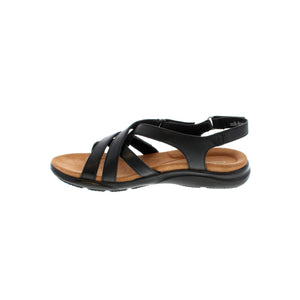 Step out in summer style with the Clarks Kitly Go sandal. Crafted with a sleek, strappy upper and antimicrobial lining, it offers an open-toe design and Contour Cushion footbed that provides targeted support for busy feet. Enjoy sophisticated style and comfort all season long.