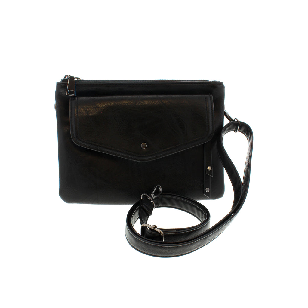 Organize your everyday life with this stylish and practical double-compartment handbag from ZAC. The vegan leather construction is both animal-friendly and environmentally friendly. Inside, you'll find pockets for cards and zippered pockets both in the front and back for easy access to your essentials. Plus, an adjustable/removable shoulder strap makes transportation effortless.