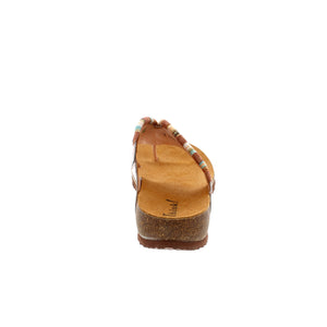 The Think! JULIA 211 sandal features playful strap applications on a soft leather upper with a toe separator for comfort and support. An elasticated side strap ensures a secure and snug fit for summer-long wearability.