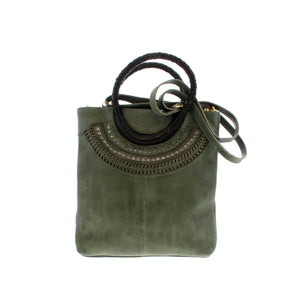 This vintage, piece-dyed leather handbag featuring a delicate, woven design is sure to catch anyone's attention! Crafted with carrying handles and a removable shoulder strap - you can change this look to fit any occasion!
