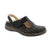 This Rieker flat pairs perforated leather with practical velcro and back strap closures for easy on-and-off wear. The removable insole and foam midsole deliver cushioned support, while the orthotic-friendly design accommodates narrow to medium feet.