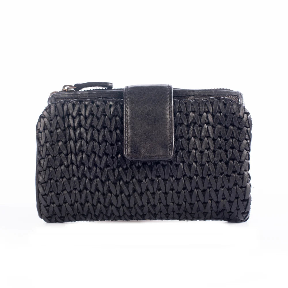 The Milo Carmen is a genuine washed leather wallet offering a luxurious feel with practical functionality. Featuring multiple card slots, a coin pocket, and secure button flap and zipper closure, this compact wallet combines timeless style with everyday convenience.