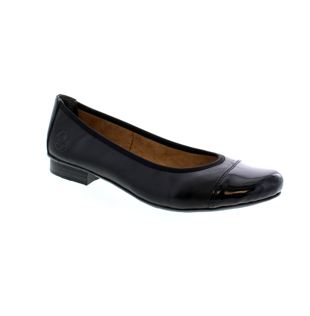 Elevate your style with the Rieker 51998-00 ballerina flats. Made of soft leather, these luxurious shoes offer both style and comfort. The lightweight design and anti-stress sole make them a must-have for any fashion-forward woman. Slip into these shoes with ease and conquer your day in comfort.