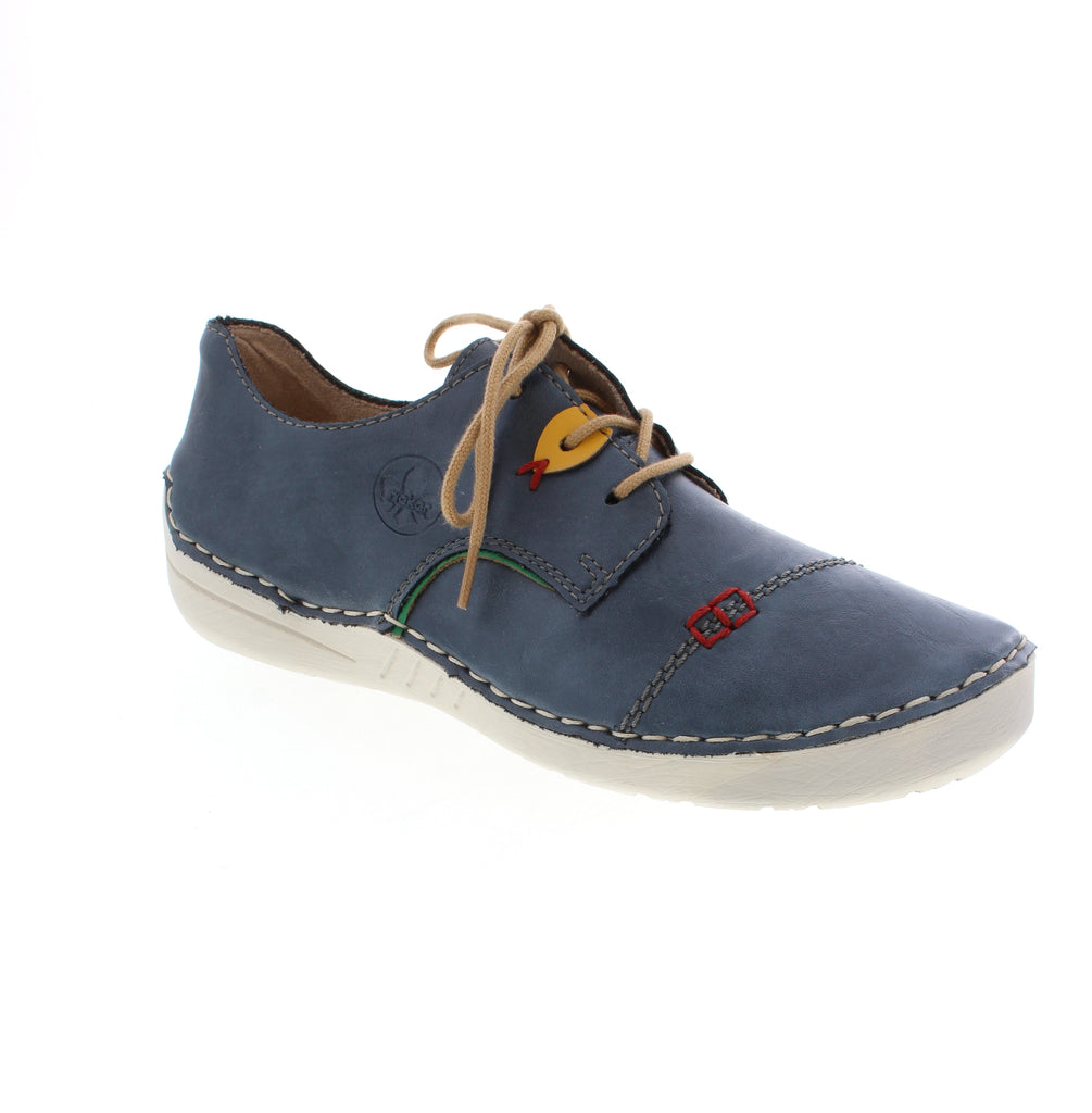 Rieker's 52528-14 classic lace-up shoe combines comfort with everyday style. Featuring a memory foam midsole and removable microfiber insole, this shoe offers orthotic-friendly support for narrow to medium feet. The durable rubber outsole and man-made leather lining keep your feet comfortable all day long.