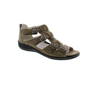 The Waldlaufer Hilena sandal offers both style and comfort. With its silver buckles and decorative stitching, it adds a touch of elegance to any outfit. The removable insole and flexible outsole provide the perfect fit for slightly wider feet, while the added zipper on the heel makes for easy dressing on/off.