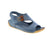 Volks Walkers&nbsp;6069-BLUE leather slip-on sandal with round toe and wedge heel under 1". Elasticized upper and back strap make for an easy on and off. Dual midsole of EVA/PU and cork for comfort. Rubber outsole. True to size for narrow-medium feet. Perfect for casual summer activities.
