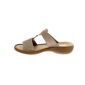 Rieker introduces this highly chic sandal that will complete any outfit! This sandal is easily accessible with its dual velcro straps and will give you a lightweight step.