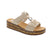 The Rieker 62936-60 nude slide sandal delivers comfort and style. Featuring a leather upper, velcro closure, and microfiber footbed. The foam midsole and rubber outsole keep you cushioned all day long—perfect for casual summer wear.