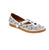 Step into effortless style with the Volks Walkers 6377 in crisp white. This classic Mary Jane features a breathable perforated leather upper with a secure buckle closure, perfect for spring and summer days. The removable leather insole and supportive EVA/PU midsole keep your feet comfortable during casual outings. Designed with a round toe and low flatform heel, this shoe is orthotic-friendly and built to last with a durable rubber sole.