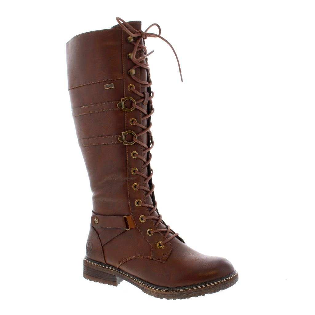 These tall combat-style boots fuse trend and functionality. Complete with a lace-up front, side zip and details galore, these boots are sure to impress! 