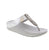 The FitFlop Fino in Silver A2N-011 pairs sleek leather construction with a cushioned EVA/Foam midsole for all-day comfort. Adorned with a shimmering crystal-embellished detail, these elegant sandals transition seamlessly from day to night