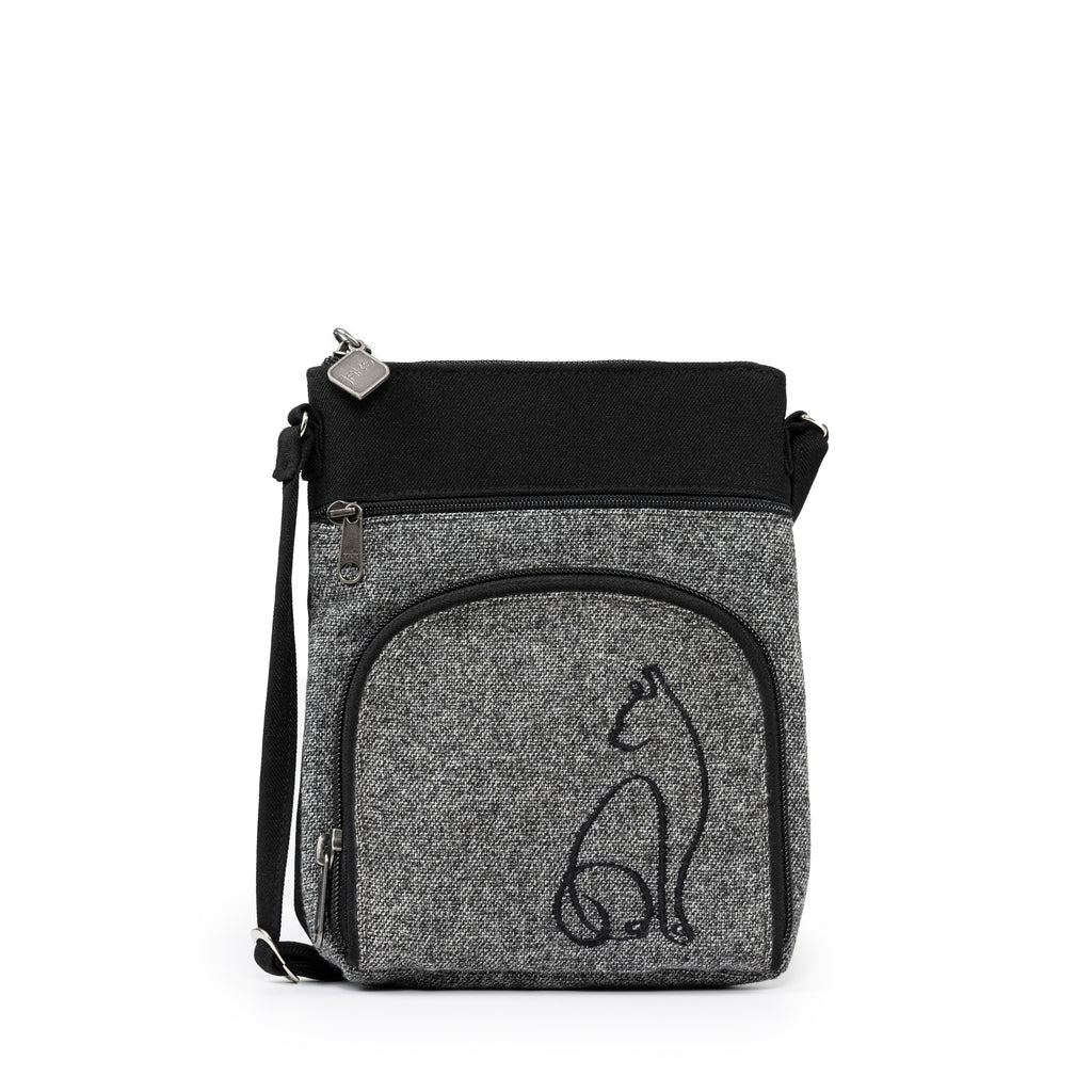 Introducing Jak's Grab and Go Pouch 172! With a cute embroidered kitten design, this walking pouch offers both style and convenience. The organizer pocket on the front is perfect for securely storing your cards, change, and personal belongings. Featuring an adjustable shoulder strap, it's the perfect accessory for your daily activities.