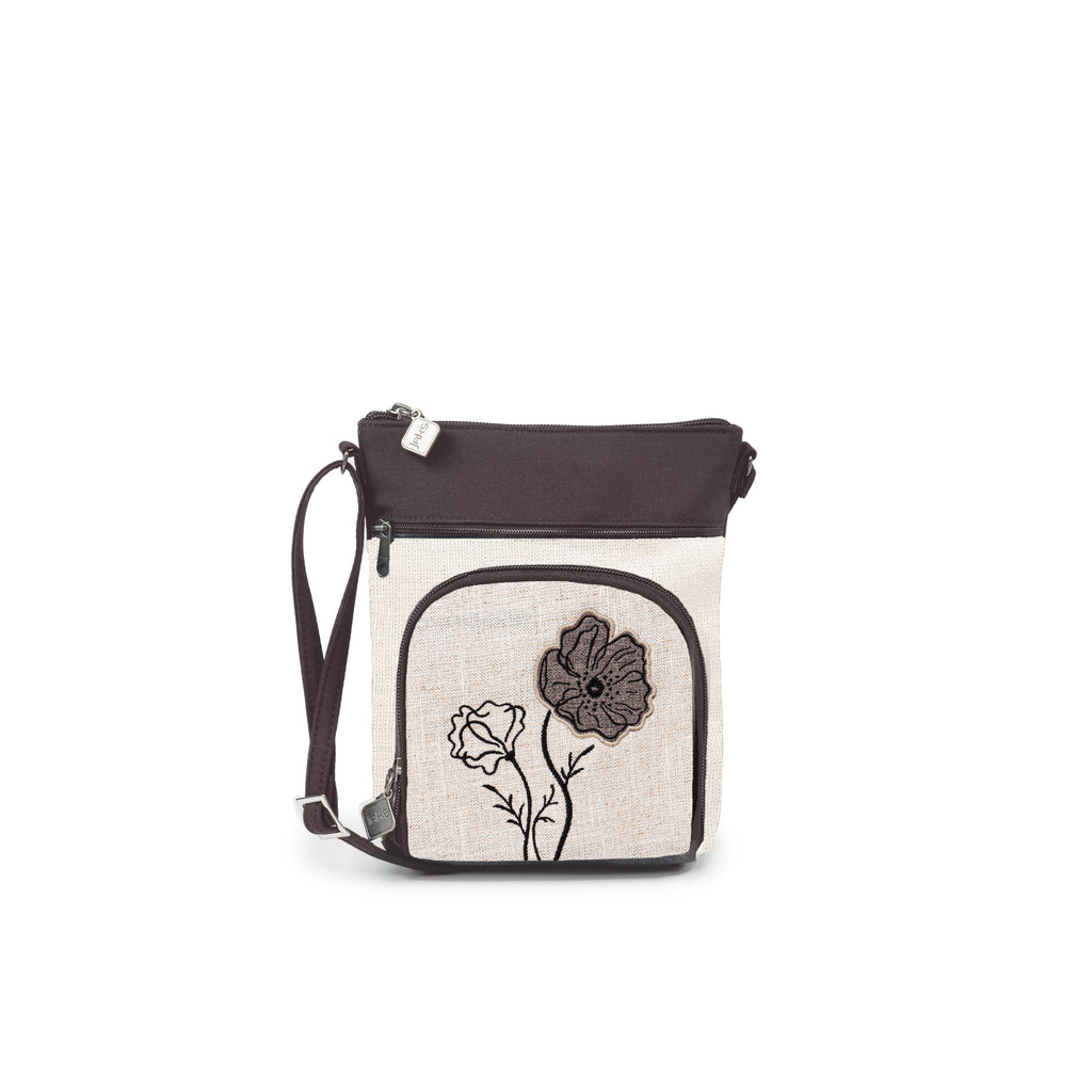 Stay organized with Jak's Grab and Go Pouch. This walking pouch features a convenient organizer pocket for storing cards, cash, and personal items. The adjustable shoulder strap makes it perfect for everyday use. Add a touch of style with the embroidered flowers.