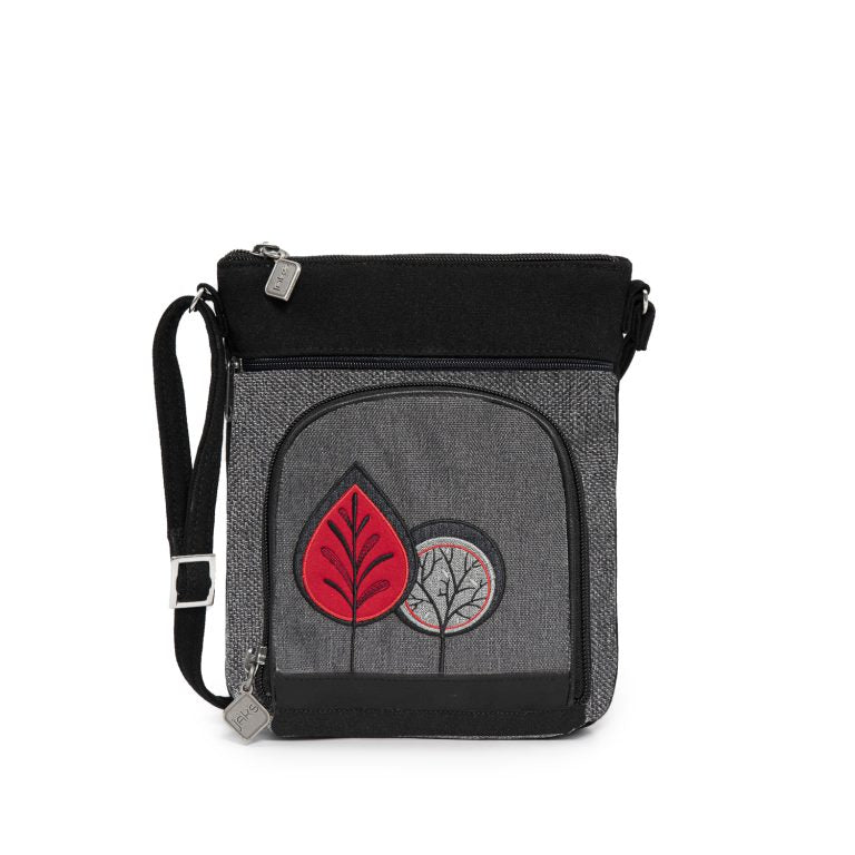 Stay organized with Jak's Grab and Go Pouch. This walking pouch features a convenient organizer pocket for storing cards, cash, and personal items. The adjustable shoulder strap makes it perfect for everyday use. Add a touch of style with the embroidered flower design.