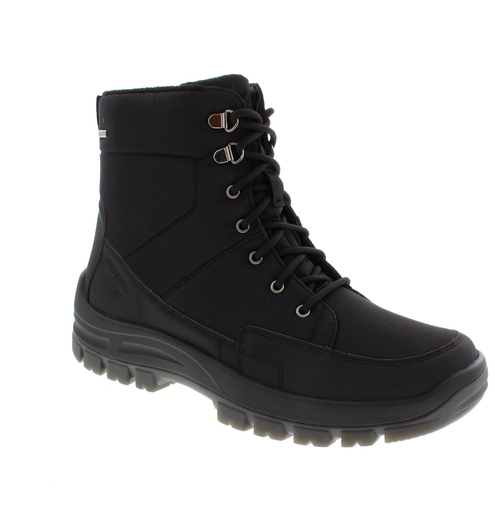 The Josef Seibel Alaska50 in Black is a versatile winter boot designed for cold-weather comfort and everyday wear. Built with a nylon upper, faux fur lining, and insulation, this boot keeps your feet warm during harsh conditions.