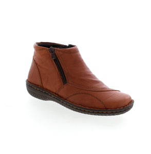 The Alb ankle boot from Volks Walkers is crafted with a soft leather upper with double zipper closure for easy on/off. This Ortho-friendly boot comes with a removable insole and is lightweight and wide-fitting for a customized fit.