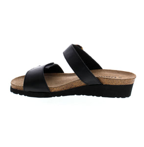 Experience effortless elegance with the Naot Anabel BA6 wedge sandal. Combining a velcro closure and buckle accent, this slip-on style offers a customized fit without compromising simplicity. The anatomic cork and latex footbed, wrapped in suede, conforms to your foot's shape for ultimate comfort.