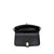 Ladies black vegan leather shoulder bag with flap over and metal clasp for closure.