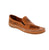 Roamers Atzi women's slip-on shoe in tan. Perforated leather upper with elasticized fit for easy on-and-off wear. Leather lining and footbed with removable insole designed for orthotic support. EVA/PU midsole with molded heel provides comfort and stability. Rubber outsole.