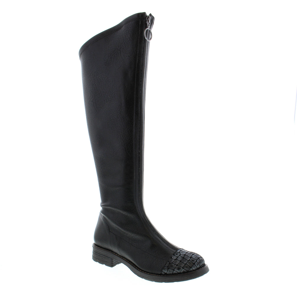 Step into bold style with the Unity.In.Diversity Barcelona Blaze a striking black knee-high boot that blends contemporary edge with everyday wearability. Crafted with a premium leather upper, cushioned foam midsole, and reliable rubber outsole, this round-toe beauty features a practical block heel and zip entry for effortless on-and-off comfort.