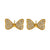 Hackney Nine Bowen gold stud earrings feature an elegant bow design adorned with sparkling pave-set cubic zirconia stones. Lightweight and hypoallergenic, they're comfortable for sensitive ears and secured with a reliable push-back closure. Perfect for both formal occasions and everyday wear, these versatile earrings add a touch of glamour to any look.