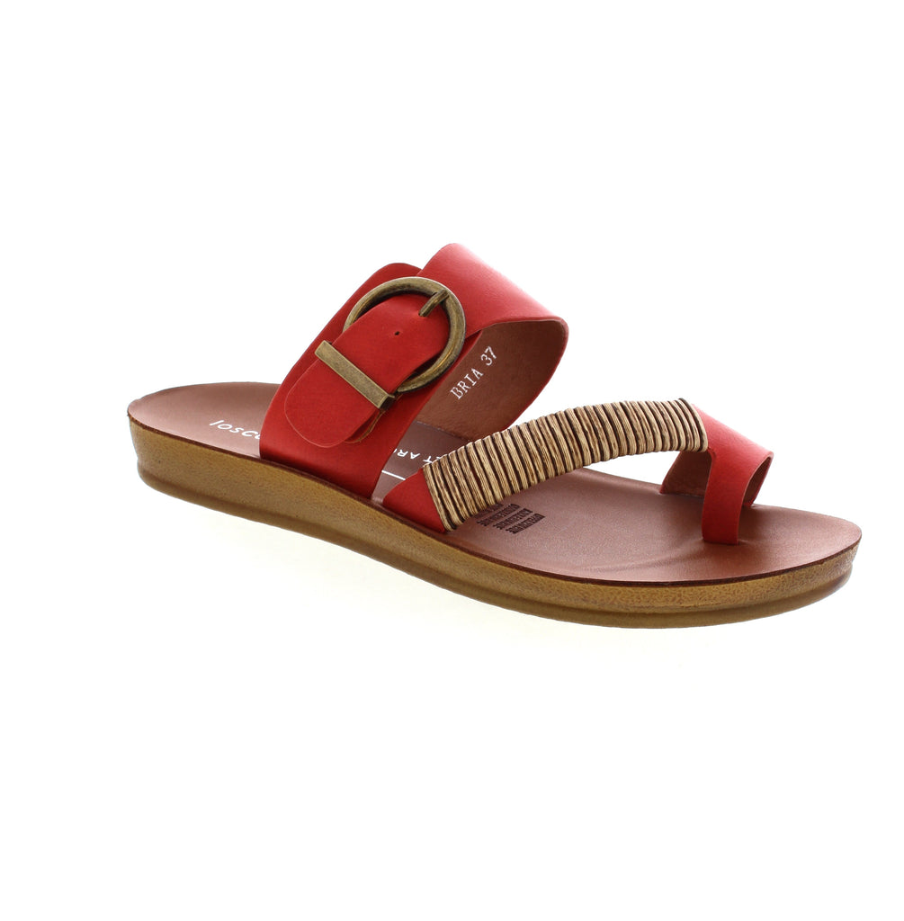 Experience the carefree vibes of Los Cabos Bria sandals. Slip into effortless style with a bamboo-wrapped toe strap, complemented by an antique round buckle on the back strap. Perfect for vacations, strolls on the beach, or on-the-go moments, these sandals add a touch of natural beauty to any outfit.