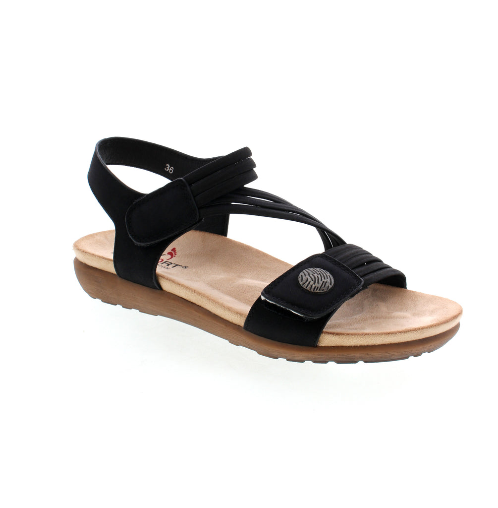 The Lady Comfort Brianna-06 sandal is the ultimate combination of comfort and customizability, with Velcro elastic straps that adjust to your unique foot shape and size. Say goodbye to ill-fitting straps and hello to a secure and supported fit for all-day comfort.